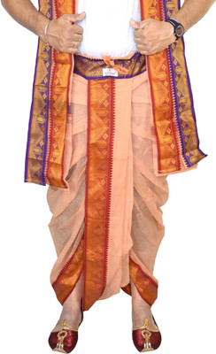 TUNI MANI SPL Readymade panchakacham Dhoti Pant With Angavastram Set and Side Pocket Solid Men Dhoti