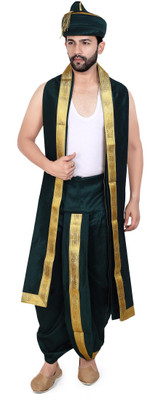 PRIYAKANT SAFAWALA GREEN PUNERI 40 DHOTI SET Solid Men Dhoti