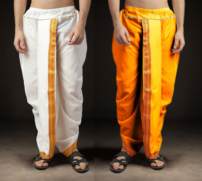 Spewim Men Ready-to-Wear Dhoti Ethnic Wear for Festivals & Weddings Free Size, Beige Solid Men Dhoti