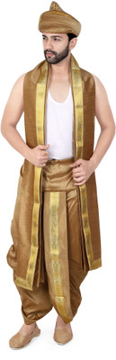 PRIYAKANT SAFAWALA GOLDEN PUNERI 40 DHOTI SET Solid Men Dhoti