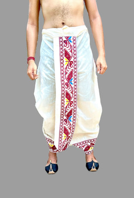 AMIT ONLINE Jamdani Border Ready To wear Self Design Men Dhoti