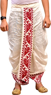 GOURI COLLECTIONS Ready To Wear (Pant System) JAMDANI(BORDER) DESIGN Embellished Men Dhoti