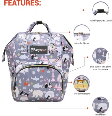 BABYMOON Diaper Bag Backpack for Mothers Bag Travel Backpack Diaper Bag(Grey)