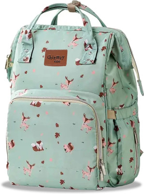 Chinmay Kids Large Capacity Mother Bag Diaper Backpack with Insulated Bottle Storage Diaper Bag(Dark Green Fox)