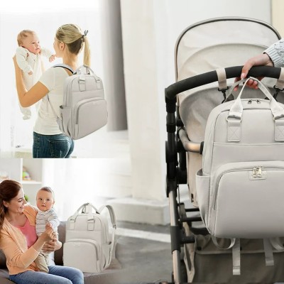 HOUSE OF QUIRK Baby Diaper Bag Maternity Backpack With USB Charging Port -35X15X29 Cm Baby Diaper Bag(Beige)