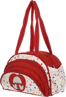 KUBER INDUSTRIES Cotton Multiuses Dot Print Mothers Bag/Diapers Bags With Handle(Red & White) Mothers Bag(Red, White)