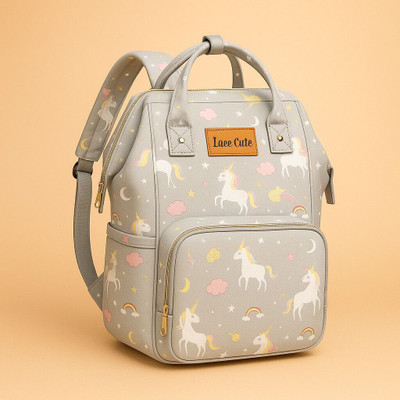 Laee cute Of Baby Diaper Bag Maternity Backpack Grey Horse Printed Printed Diaper Bag printed diaper bag(Grey)