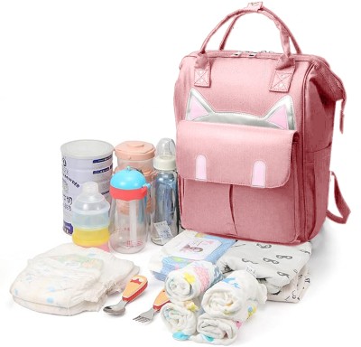 BABYMOON Mother Bag Lightweight Multifunction Travel Unisex Diaper Bag Backpack - Kitty Diaper Bag(Pink)