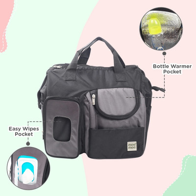 MeeMee Waterproof Maternity Backpack for Moms with Multiple Pockets & Changing Mat Baby Diaper Bag(Black, Grey)