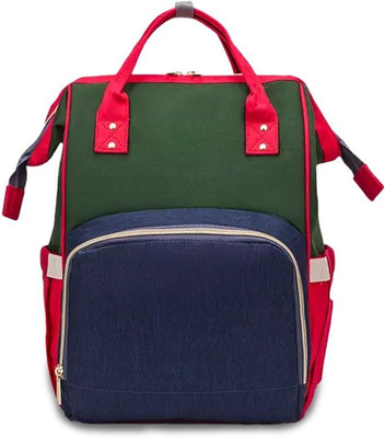 Chinmay Kids Large Capacity Mother Bag Diaper Backpack with Insulated Bottle Storage Backpack Diaper Bag(Green-Blue)