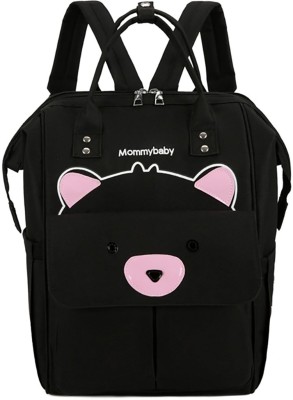 HOUSE OF QUIRK Bear Print Baby Diaper Bag Maternity Backpack-41X18X25.5 Cm NA(Black)