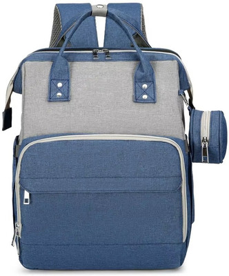 IndiRocks Multifunctional Mummy Bag Foldable Nappy Backpacks Baby Bed-40x31x19 Cm Diaper Bag(Grey/Blue)