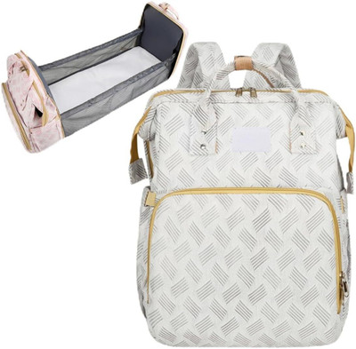IndiRocks Baby Diaper Bag Backpack with Changing Station Multifunction Travel Backpack Maternity Bag with USB Charging Port(Grey Stripe)