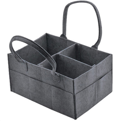 Raisa Diaper Caddy Bag Caddy Organizers, Foldable and Portable Felt Storage Basket Felt Storage Basket(Dark Grey)