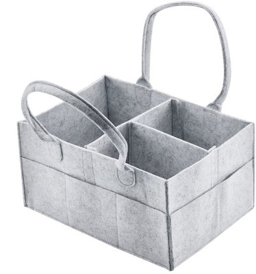 Raisa Diaper Caddy Bag Caddy Organizers, Foldable and Portable Felt Storage Basket(Light Grey)