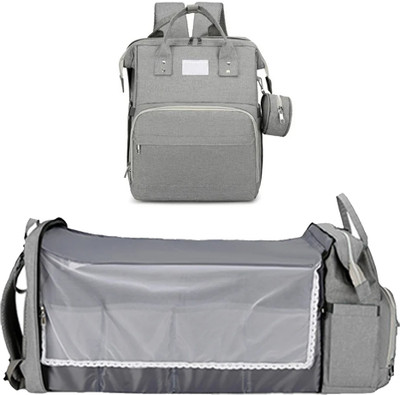 ComfyStyle Diaper Bag with Changing Station, Large Capacity Baby Backpack for Traveling with Insulated Milk Bottle Pocket-40x30x20 Cm(Grey)