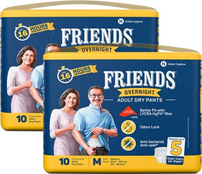 FRIENDS Overnight with odour lock and Anti-Bacterial Absorbent Core Adult Pant Diapers - M(20 Pieces)