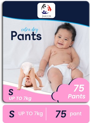 Jaicox Premium Fresh Baby Diapers Pants | Wetness Indicator | Upto 12 Hrs Absorption - S(75 Pieces)