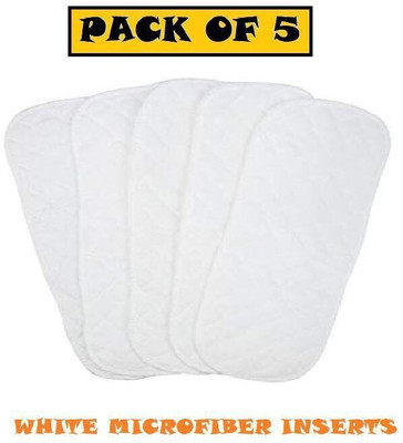 Jingle Kids Pack of 5 White Microfiber(3 Layers) Diaper Nappy Insert Liners for Babies/Toddlers/Infants (0-2 Years) - L(5 Pieces)