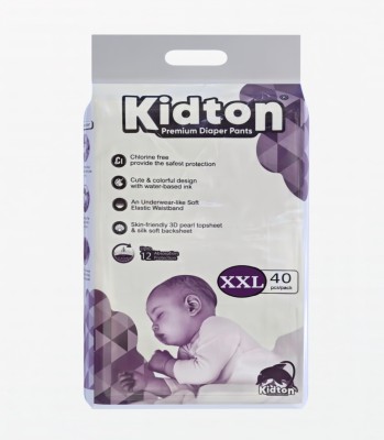 Kidton Baby Diapers Pants 40 count | Upto 12 hrs Absorption | 9-14Kg| - XXL(40 Pieces)