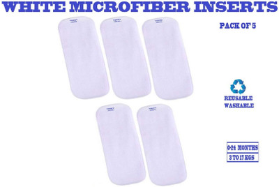TINNY TOTS Premium Quality 4 Layer Cotton Microfiber Bamboo White Insert Liner Reusable Washable Cotton Diaper Nappy Inserts for Baby Cloth Diapers, 4 Layer White Inserts Liners Natures Cloth Diaper Liner For Toddlers/Infants/New Borns(0-24 Months, 3-17KGS)(PACK OF 5) - S - M(5 Pieces)