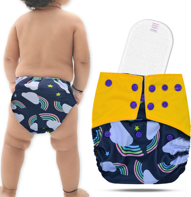 Bembika Leakproof Printed Cloth Diaper With 3-Layer insert Reusable for Babies (BE2716) - M