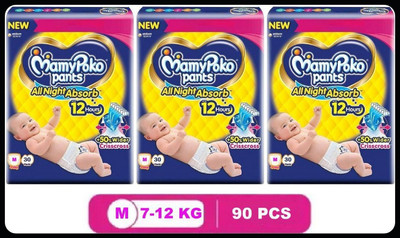 MamyPoko Baby Diapers-M Size(Pack of 3)-25N577 - M(90 Pieces)