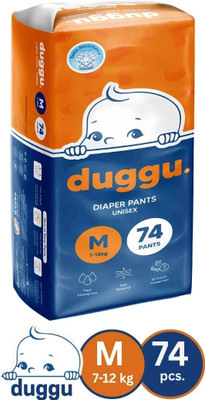 Duggu Soft Baby Diaper Pants | 7-12 kg | Up to 10 Hours Absorption | Pack of 1 - M(74 Pieces)