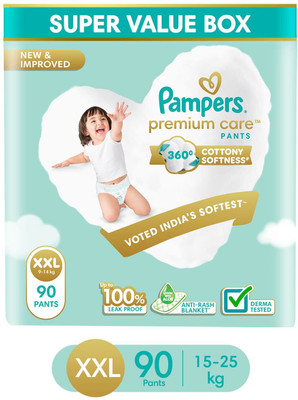 Pampers Premium Care Diaper Pants with 360 Cottony Softness - XXL(90 Pieces)