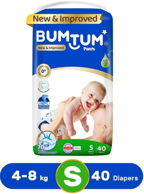 BUMTUM Baby Diaper Pants Double Layer Leakage Protection high Absorb Technology - S(40 Pieces)