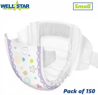 Wellstar Super Soft Baby Diaper (Open Tape ) with High Absorb Technology Small - S(150 Pieces)