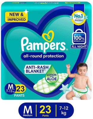 Pampers All Round Protection Pants, Medium Size Baby Diapers, With Aloe Vera Lotion - M(23 Pieces)