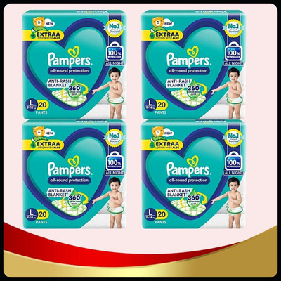 Pampers Baby Diapers-L Size(Pack of 4)-25N457 - L(80 Pieces)