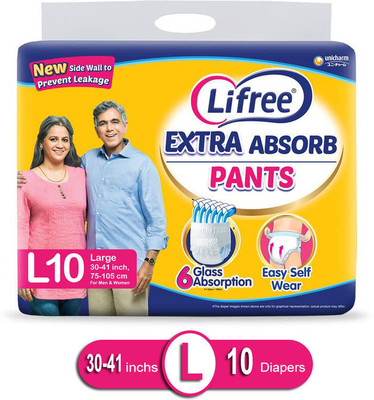 LIFREE Adult Diaper Pants, Extra Absorb Pants - size(L) Adult Diapers - L(10 Pieces)