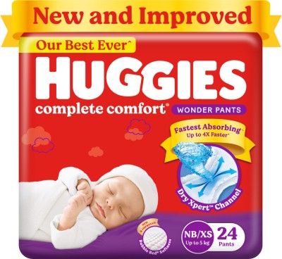 Huggies Complete Comfort Wonder Pants, India's Fastest Absorbing Diaper | - New Born(24 Pieces)