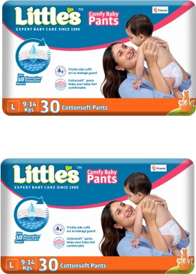 Little's Comfy Baby Pants, Standard, Large, 30 Count With 10 Hours Absorption Protection - L(60 Pieces)