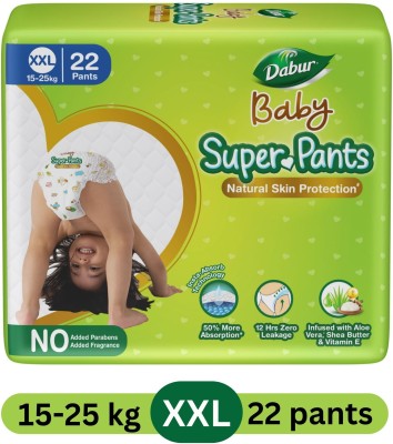 Dabur Baby Super Pants | Infused with Shea Butter & Vitamin E | Insta-Absorb Technology - XXL(22 Pieces)