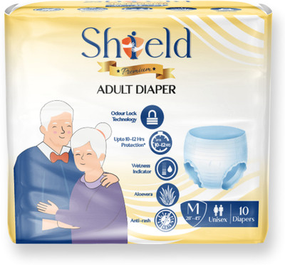 SHIELD Premium Pant Style | Pack of 1 | Adult Diapers - M(10 Pieces)
