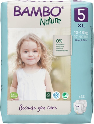 Bambo Nature Eco-friendly Tape Diapers with Wetness Indicator - XL(22 Pieces)