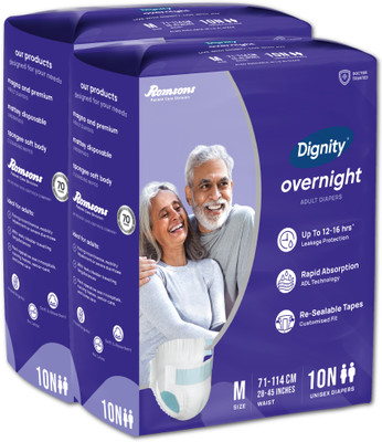 DIGNITY Overnight Tape Style Adult Diapers - M(20 Pieces)