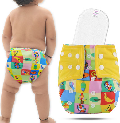 Bembika Leakproof Printed Cloth Diaper With 3-Layer insert Reusable for Babies (BE2745) - M