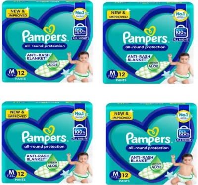 Pampers Baby dry diaper pants Medium M 12+12+12+12 pack of 4 - M