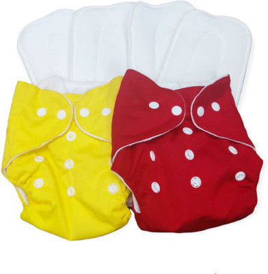 Urban Jungle Reusable Cloth Button Diaper & White 5 Layer Insert for Baby(2 Diaper +4 Insert) - New Born(6 Pieces)