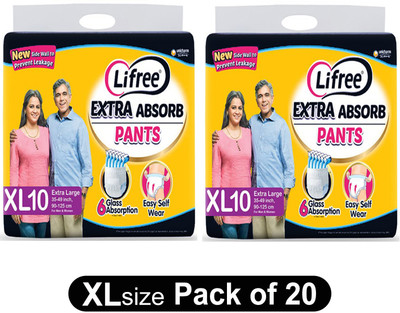 LIFREE Adult Diaper Extra Absorb Adult Diapers - XL(20 Pieces)