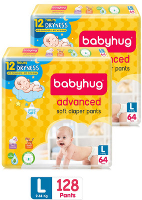 babyhug Advanced Pant Style Diapers Large - 64 Pieces - (Pack of 2) - L(128 Pieces)