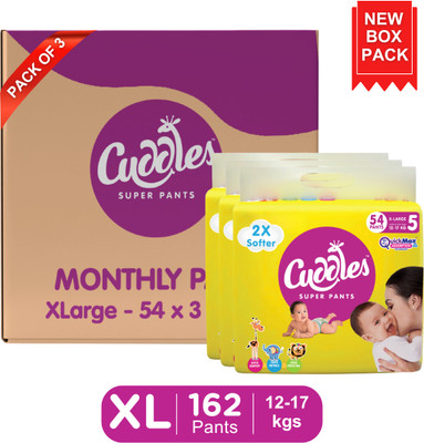 Cuddles - Super Pants Baby Diaper - Combo Pack of 3 - XL(162 Pieces)
