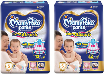 MamyPoko Pants Extra Absorb Diapers, 7x2 Pants - S(14 Pieces)