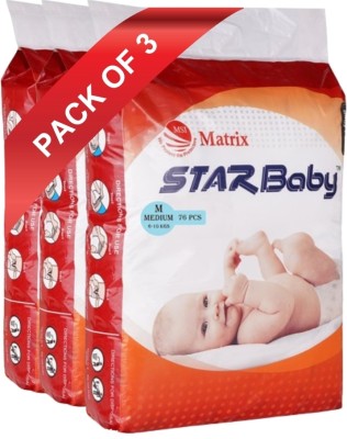 STARfit Baby Diapers, Upto 6-10 Kg, M, Pack of 3 , 228 Pieces - M(228 Pieces)