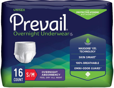 Prevail Overnight Protective Underwear - S - M(16 Pieces)