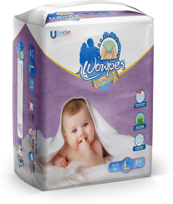 Wowper Premium Diaper Pants By DOMS | Upto 12 Hrs Absorption | 9-14 Kg - L - L(64 Pieces)